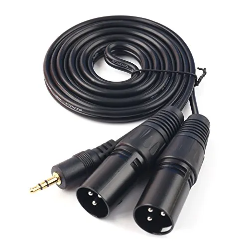 SiYear Cavo di connessione sbilanciato, da mini jack stereo TRS da 3,5 mm a doppio XLR maschio a 3 poli, cavo patch separatore a Y, lunghezza: 1,5 m 3.5TRS-2XLRM(1.5M)