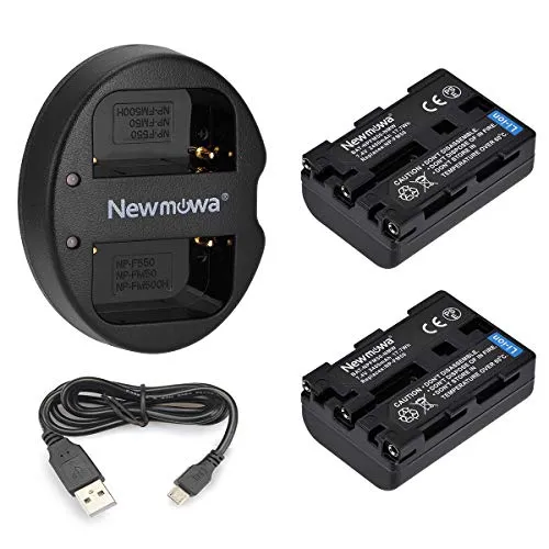 Newmowa NP-FM50 Batteria (confezione da 2) e Portable Micro USB Caricatore kit per Sony NP-FM30,NP-FM51,NP-QM50,NP-QM51,CCD-TRV128,CCD-TR108,CCD-TR208,CCD-TR408,CCD-TR748,CCD-TRV106,CCD-TRV107