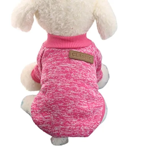 Classic Vestiti del Cane Vestiti Caldi Cucciolo Vestito Pet Cappotto del Rivestimento di Inverno Vestiti del Cane Maglione Morbido Abbigliamento per Cani di Piccola Taglia Chihuahua (Rosa Caldo, S)