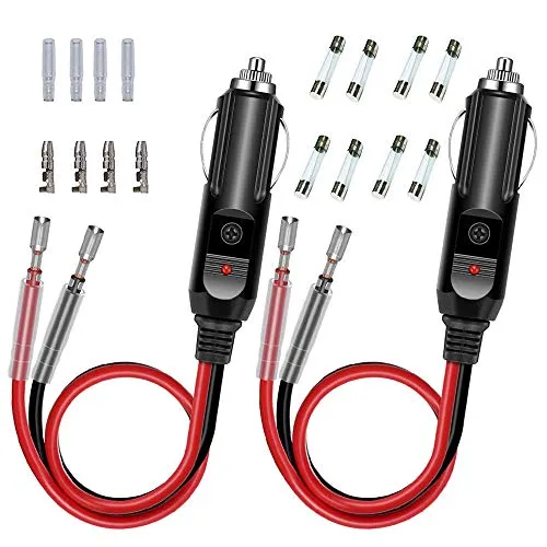 GTIWUNG 2 pz Spinotto Presa Accendisigari Auto, 12V Auto Accendisigari Cavo, Maschio Presa Accendisigari Adattatore con 15CM 16AWG per Auto,SUVs