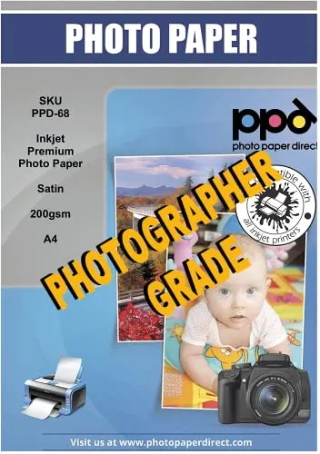 PPD A4 50 Fogli 200g Carta Fotografica Professionale Satinata Perlata Per Inkjet - PPD-68-50