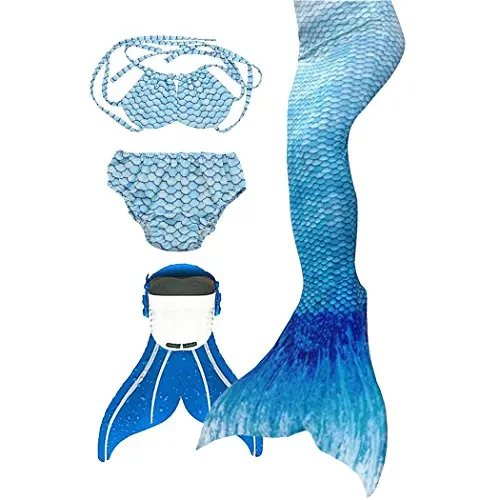 SPEEDEVE Coda di Sirena per Bambina con Bikini,Acqua Blu,130