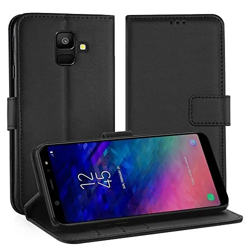 Simpeak Cover Compatibile per Samsung Galaxy A6 2018, Custodia Compatibile con Samsung A6 2018 in Pelle Portafoglio con Supporto [Supporto Stand] [Chiusura Magnetica], Nero