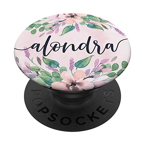 Alondra - Acquerello rosa floreale nome personalizzato PopSockets PopGrip: Impugnatura per Telefoni Cellulari e Tablet Intercambiabile
