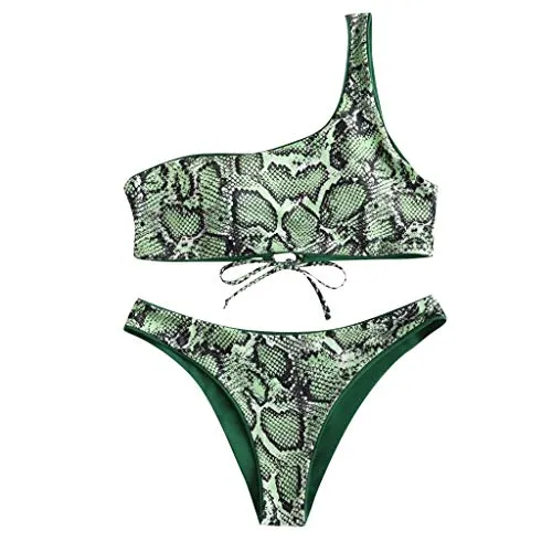 Dicomi Bikini Donna Monospalla Banda Costume da Bagno Due Pezzi Una Spalla da Bagno Stampa Bikini Imbottito Bikini Donna Mare