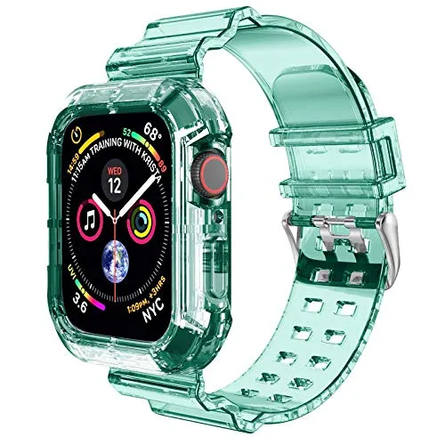 NotoCity Cinturino Compatibile con Apple Watch SE, Apple Watch Serie 6/5/4/3/2/1 38mm/40mm Replacement Cinturino TPU,Creativo,Trasparente (Verde Scuro)