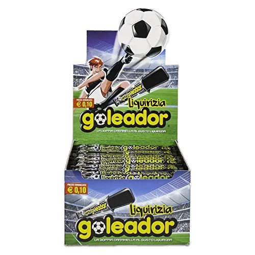 Goleador Liquirizia, Doppia Caramella Gommosa, Senza Glutine, Gusto Liquirizia,Ottime da Condividere, Idee Regalo per Compleanni e Feste, Confezione da 200 monopezzi