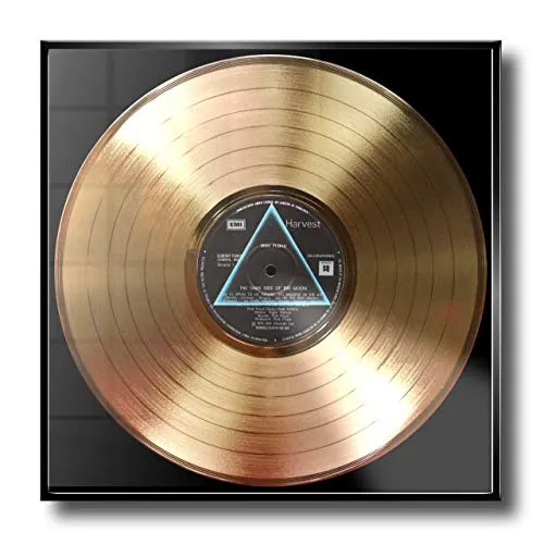 Disc'O'Clock Pink Floyd - The Dark Side of The Moon: Cornice con Disco d'oro - Idea Regalo per Veri Fan dei Pink Floyd