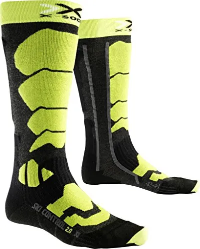 X-Socks Ski Control 2.0, Calze Uomo, Antracite/Verde Lime, 45/47
