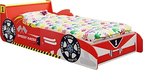 ib style- Lettino per bambino rosso"Speedy Racer Junior" - Auto da corsa - 140 x 70 cm