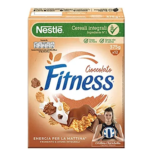 Fitness Cereali Fiocchi di Frumento e Fiocchi Ricoperti di Cioccolato al Latte, 375g