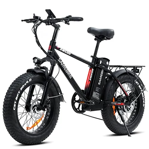 SAMEBIKE XWC05 Bici elettriche per adulti con batteria rimovibile 48V 13AH Mountain Ebike 20x4.0 pollici Fat Tire SHIMANO 7 velocità Nero Rosso