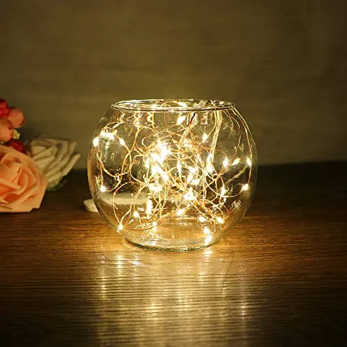 TiooDre 20 LEDs Copper Wire Lights 2M String Lights for Christmas Light Festival Wedding Party or Home Decoration Lamp, Warm White