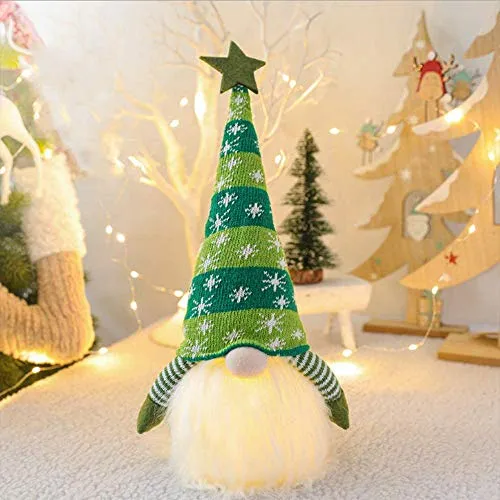 WREWING - Decorazione natalizia in peluche, senza viso, per bambole luminose, alimentata a batteria, 41 x 20 cm, colore: Verde