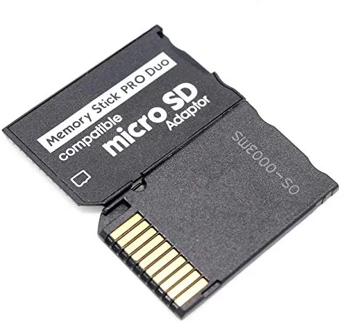 Adattatore per scheda di memoria, micro SDHC a MS PRO DUO adattatore per fotocamera Sony PSP e altri, supporto massimo 64 GB micro SD (nero)