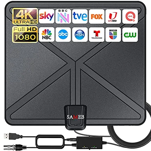 2022 Potente Antenna TV Interna Regolabile Amplificata Support 4K 1080p Tutti i Vecchi Smart TV,420KM Gamma di Ricevere Digitale HDTV Antenna,Staccabile Alto Guadagno 10M Cavo Coassiale Antenna TV