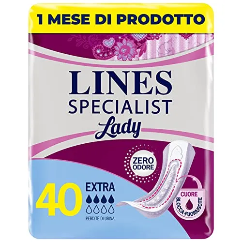 LINES SPECIALIST LADY Assorbenti per Incontinenza Leggera Extra, Confezione da 40 Pezzi