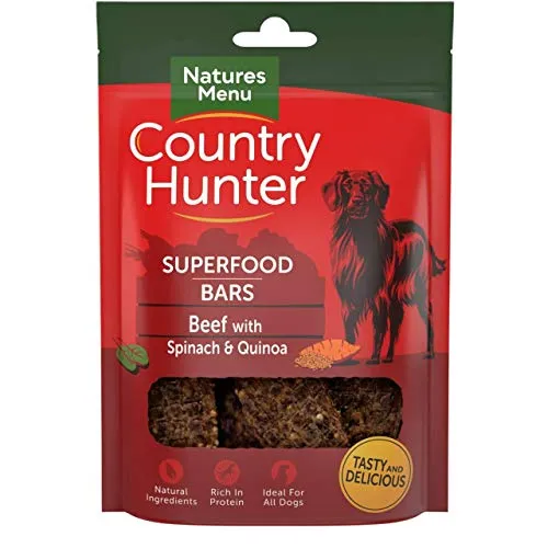 Natures Menu Country Hunter - Barrette al manzo con spinaci e quinoa per cani (100g) (Multicolore)