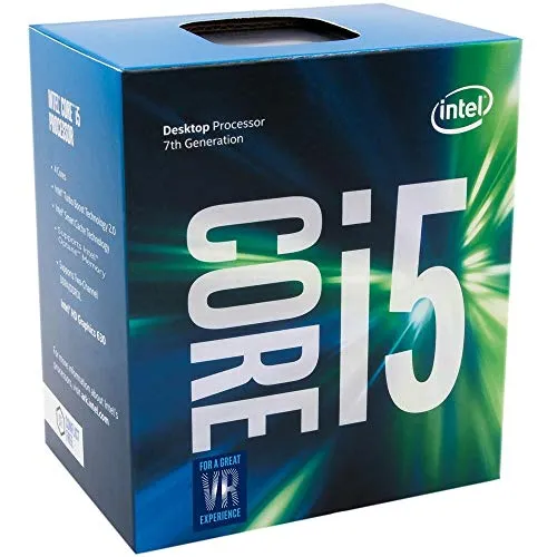 Intel BX80677I57400 Processore Intel Core i5 7400, S 1151, Kaby Lake, Quad Core, 4 Thread, 3.0GHz, 3.5GHz Turbo, 6MB Cache, 1000MHz GPU, 65W, Argento