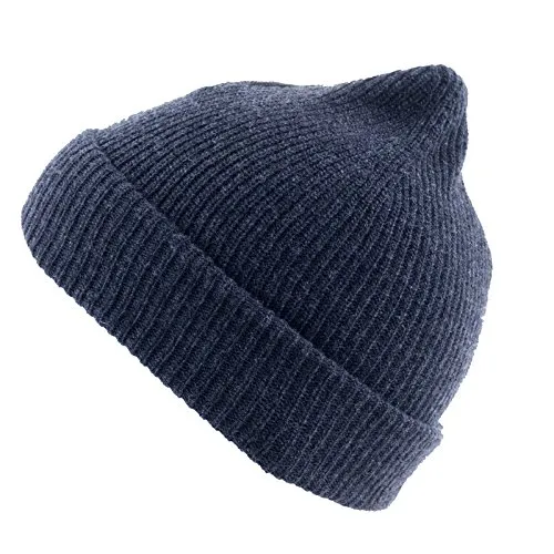 REALLY NICE CASHMERE Eco Berretto in cashmere, Plain Rip Beanie Unisex, berretto invernale lavorato a maglia, 100% lana cachemire grigio Taglia unica