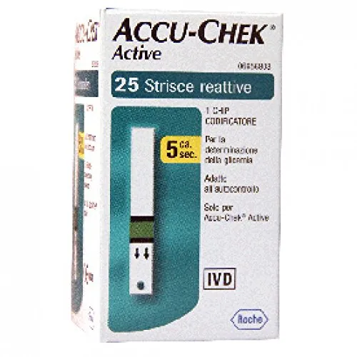 ACCU-CHEK Active Strisce Reattive per le Misurazione della Glicemia, 25 Pezzi