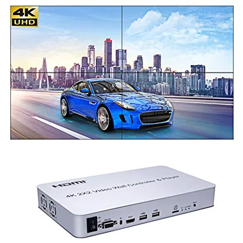 4K 2x2 KVM HDMI Video Wall Controller Giocatore Supporto scheda SD U Disk segnale Uscita Video Processor supporto 1x1, 1x2, 1x3, 1x4, 2x2, 2x1, 3x1, 4x1