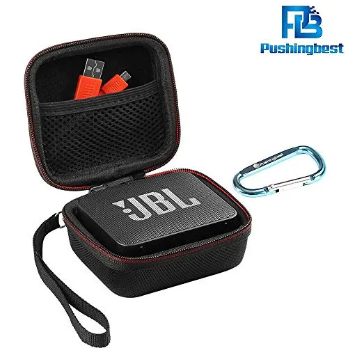 Pushingbest Difficile EVA trasporta la copertura del sacchetto di caso per la JBL Go, JBL GO 2 Bluetooth Speaker, tasca a rete per caricabatterie e cavi