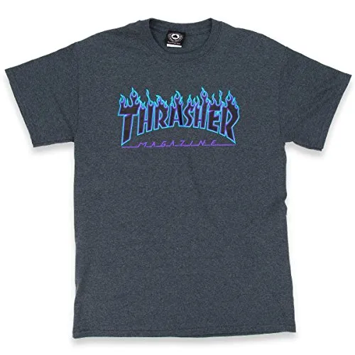 THRASHER Flame - Maglietta da Uomo, Uomo, Maglietta, 110289L, Erica Scuro, L