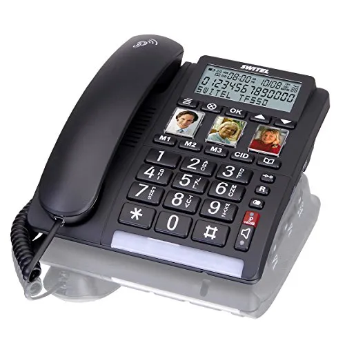 Switel TF550, Telefono a Filo Senior con Pulsanti Grandi con Display +40 / +90db Vivavoce