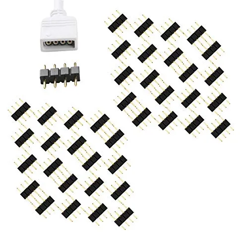 CESFONJER 4 Pin RGB maschio a maschio Connettori, cavo connettore LED RGB splitter, per striscia LED RGB SMD (40pcs / pack)