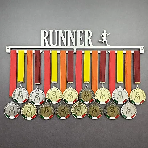 Runner - Medagliere da Parete Maschile - Porta medaglie Running, Maratona, Corsa - Sport Medal Hanger - Display Rack (M 600 mm x 100 mm x 3 mm)