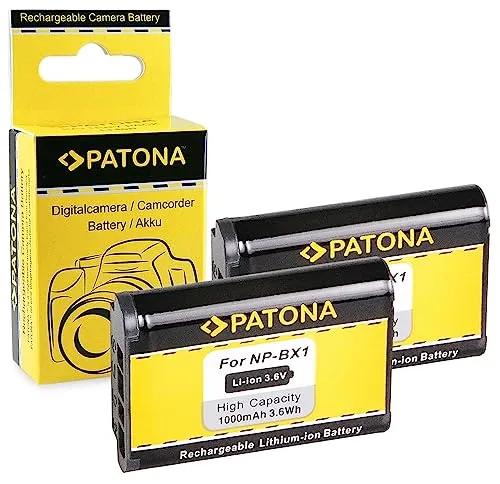 PATONA 2x Batteria NP-BX1 Compatibile con Sony CyberShot DSC-HX300 DSC-RX100 HDR-GWP88