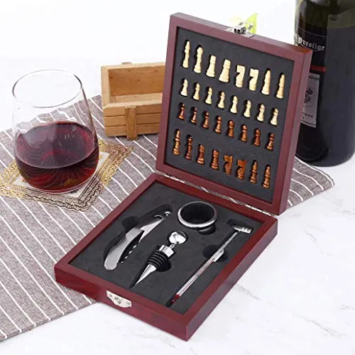 XYSQWZ Set Regalo per Vino Antico Wooden Scatola Accessori per Il Vino Set Regalo Kit Apribottiglie Tappo Cavatappi Confezione per Amante