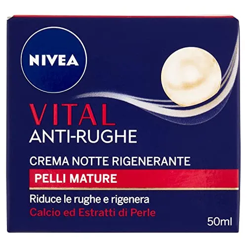 Nivea Vital Antirughe Crema Notte Viso Rigenerante per Pelli Mature, 50 ml