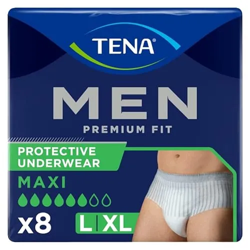TENA Men Premium Fit Biancheria Intima Protettiva Livello 4 - Grande (6 Confezioni da 8)