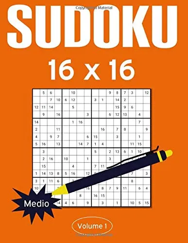 Sudoku 16x16 Medio: Libro Sudoku 16x16 Con 100 Sudoku Medio Per Adulti Vol. 1