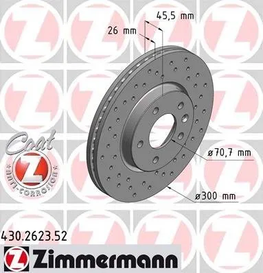 Zimmermann 430.2623.52 disco freno freno a disco, freno a disco (x 2)