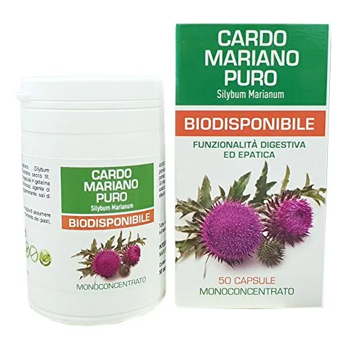 Cardo Mariano Puro Naturpharma 50 Vegan capsule da 500 mg di Estratto Puro | Titolato al 80% in Silimarina