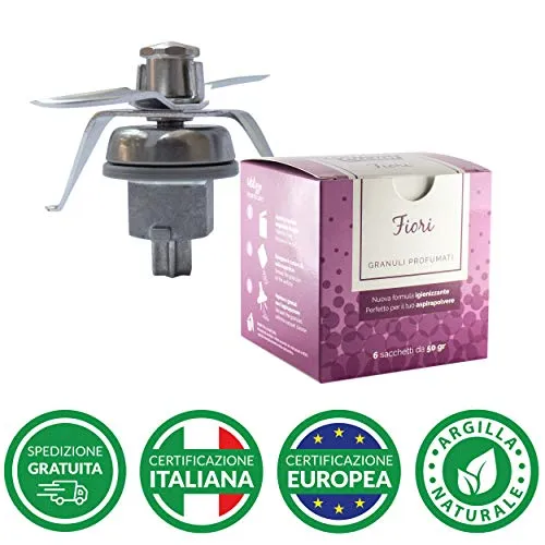 Kit Gruppo coltelli TM21 per robot da cucina Bimby Vorwerk adattabile + Domus Clean Granuli profumati per aspirapolvere - Varie fragranze (Fiori)