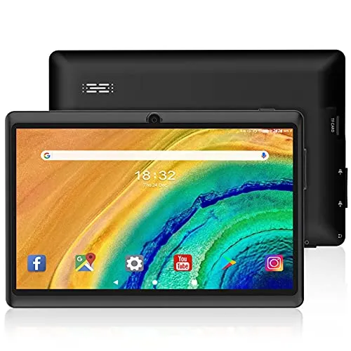ZONKO Tablet 7 Pollici Android 10 Tablets, 16 GB ROM 128GB Espandibile, Doppia Fotocamera, Quad Core, 1024x600 HD IPS | Bluetooth | Netflix -Noir