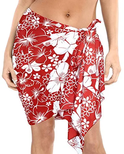 LA LEELA Sciarpa per Face Cover Floreale Beachwear del Bikini del Costume da Bagno Costumi da Bagno Foulard Mini Pareo Femminile Avvolgere Rosso