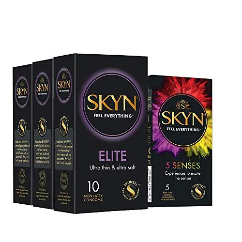 SKYN Elite, Preservativi Senza Lattice Sottili Pacco Da 30 + 5 Preservativi SKYN Five Senses