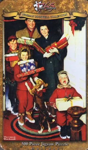 Norman Rockwell: Merry Christmas Grandma, We Came In Our New Plymouth - 500Pc Jigsaw Puzzle In A Tin By Serendipity