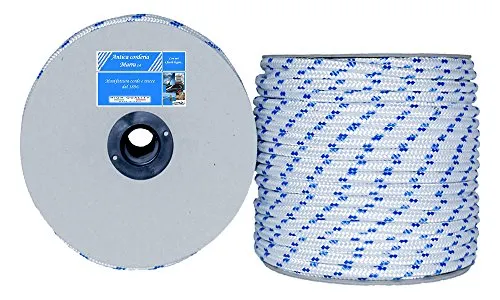 Corda Antica Corderia Marra - Treccia Nautica mm 10, 20 m, bianca con segnalino azzurro