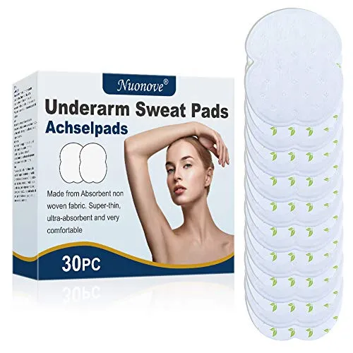 Ascelle Assorbenti, Pad Sudore, Underarm Sweat Pads, Ascella Pads Sudore per Ascelle, Sottilissimo, ultra-assorbente e molto confortevole, 30pc