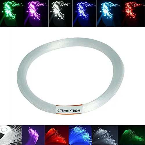 Kingmaled PMMA plastica fine Glow in fibra ottica per fibra ottica illuminazione decorazione e luce LED ad alta luminosità Star soffitto kit, 0.03in/0.75mm Dia., 328ft/100m Long