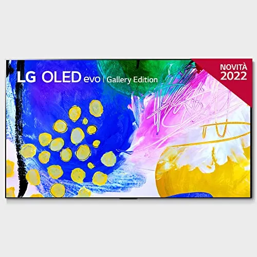LG OLED55G26LA Smart TV 4K 55" TV OLED evo Gallery Edition Serie G2 2022, Gallery Design, Processore α9 Gen 5, Brightness Booster Max, Dolby Vision Precision Detail, Wi-Fi 6, 4 HDMI 2.1 @48Gbps