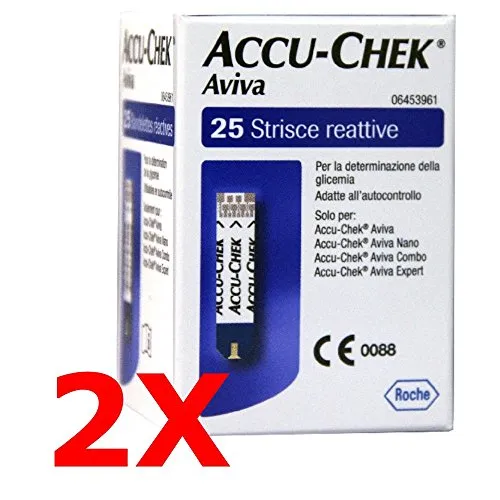 2X ACCU CHEK AVIVA DA 25 - 50 Strisce Reattive per Test Glicemia - ACCU CHECK