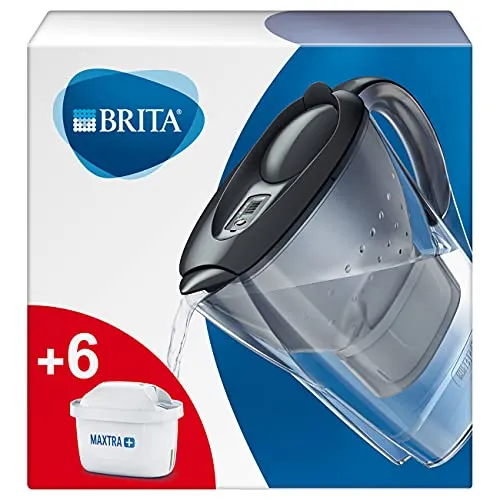 Brita Marella - Caraffa Filtrante per Acqua, 2.4 Litri, 6 Filtri Maxtra+ inclusi, Graphite
