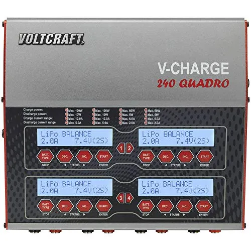 VOLTCRAFT V-Charge 240 Quadro Caricabatterie multifunzione per modellismo 12 V, 230 V 12 A LiPo, LiFePO, LiIon, LiHV, N